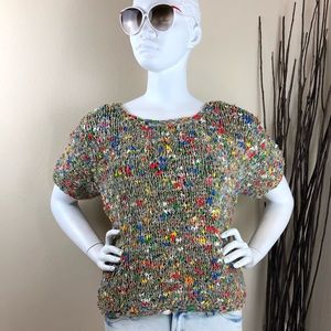 Vintage Crochet Multi-Colored Heavy Weight Sweater